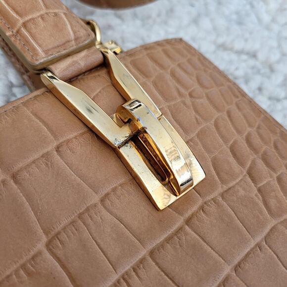 Vintage Croc Embossed Leather Beige purse - Picture 4 of 11
